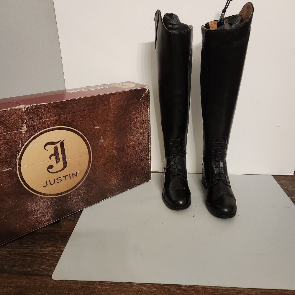 NWT Justin Windshire Collection Field Boots, Size 6.5 Wide, Tall